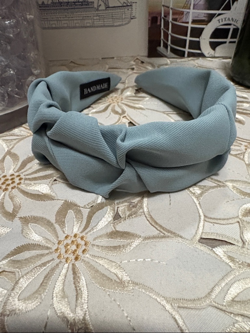 Handmade Knotted Headband in Light Sage Green
